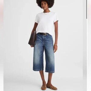 NWT Madewell Denim Coulottes Blue Wide Leg Jeans 31 (36" Waist)